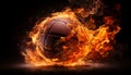 Fiery basketball with dark background generative AI