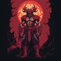 Fiery Belphegor: A Monochromatic Illustration With A 16-bit Twist