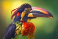 Fiery billed Aracari bird toucan