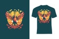 Fiery Bird Wings T-Shirt Design: Embodying the Elegance of Flames and Graceful Power Royalty Free Stock Photo