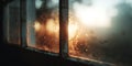 Fiery Blaze Viewed Through Misted Window Pane Royalty Free Stock Photo