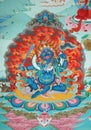 Fiery blue Tibetan deity at a monastery in Kathmandu