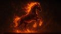 Fiery burning horse rearing in dramatic flames powerful fantasy creature background Royalty Free Stock Photo