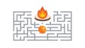 Fiery Challenge Maze: Overcoming Obstacles Problem-Solving Quest, vector design Generative AI Royalty Free Stock Photo