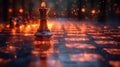 Fiery Chess King Victory, Dramatic Board Game Royalty Free Stock Photo