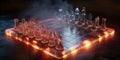 Fiery Chessboard A Dramatic Visual Metaphor for Competition Royalty Free Stock Photo