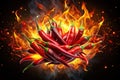 Fiery Chili Peppers Explode in a Dramatic Digital Artwork A Graphic Design Element for Culinary or Abstract Spaces Royalty Free Stock Photo