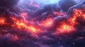 Fiery clouds ignite storm sky Royalty Free Stock Photo