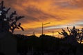 Fiery clouds. Sunset light. Orange sky. Landscape sunset colors Royalty Free Stock Photo