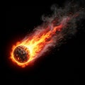 Fiery comet flame trail falling through space isolated dramatic fire energy effect Royalty Free Stock Photo