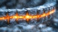 Fiery Core: Abstract Stone Chain Glowing with Inner Fire Royalty Free Stock Photo