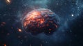 Fiery Cosmic Brain Abstract Digital Art Background Powerful Energy Intense Nebula Glowing Brainpower 3d red