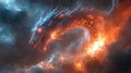 Fiery Cosmic Dragon Nebula Gaming Artwork Royalty Free Stock Photo