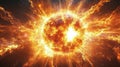 Fiery cosmic sphere exploding in space; energy, power concept Royalty Free Stock Photo