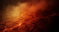 Fiery Cracked Earth with Molten Lava Royalty Free Stock Photo