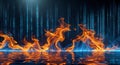 Fiery data stream abstract background with digital binary code and flames concept art Royalty Free Stock Photo