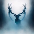 Fiery Deer Antlers Silhouette, Made with Generative AI Royalty Free Stock Photo