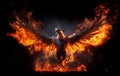 Fiery demon. Mystical monster in fire on dark background Royalty Free Stock Photo