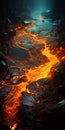 Fiery Depths: Exploring the Fractured Streets of a Lava River on