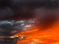 Fiery Desert Sunset Arizona ominous black and orange Royalty Free Stock Photo