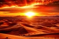 Fiery desert sunset over dunes Royalty Free Stock Photo
