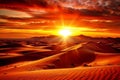 Fiery desert sunset over dunes Royalty Free Stock Photo