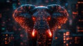 Fiery digital elephant against city bokeh Royalty Free Stock Photo