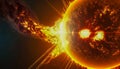 A Fiery Display of Energy and Flares of an Exploding Sun in Space, Generative AI Royalty Free Stock Photo