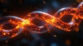 Fiery DNA double helix, abstract 3D rendering