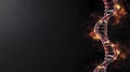 Fiery DNA Helix Abstract Digital Art Dark Background