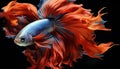 Fiery dragon fish displays vibrant elegance underwater generated by AI