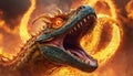 Fiery Dragon Unleashing Fury Royalty Free Stock Photo