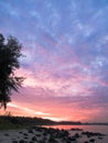 Fiery Dusk at Rocky Beach Royalty Free Stock Photo