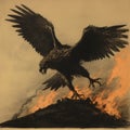 Fiery Eagle: A Dramatic Drawing By Alfred Kubin For Cumbia Band\'s Cover Disc