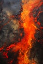 Fiery Eruption: A Mesmerizing Aerial View of Lava Flow, Captured