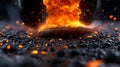 Fiery eruption on volcanic surface Royalty Free Stock Photo