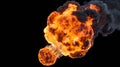 Fiery Explosion Against a Black Background: A Dramatic Capture of Fire and Smoke in Motion Royalty Free Stock Photo