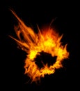 Fiery explosion on a black background.