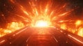 A fiery explosion emanating from a portal, creating a dramatic visual effect Royalty Free Stock Photo