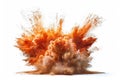 A fiery explosion with intense orange flames and billowing smoke clouds isolated. Neural network ai generated Royalty Free Stock Photo