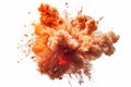 A fiery explosion with intense orange flames and billowing smoke clouds isolated. Neural network ai generated Royalty Free Stock Photo