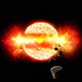 Fiery Explosion of Planet in Outer Space