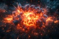 Fiery Explosion with Smoke on Black Background Royalty Free Stock Photo
