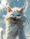 Fiery Feline: The Tale of an Agitated White Kitten and the Battl Royalty Free Stock Photo