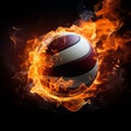 Fiery fervor, Volleyballs intensity portrayed through ball on dark backdrop