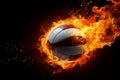 Fiery fervor, Volleyballs intensity portrayed through ball on dark backdrop