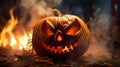 Fiery Fiend: The Devilish Jack-o-lanternâs Night of Mischief (AI Generated)