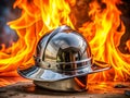 Fiery Fire Drill Training Simulated Extinguishing with Protective Gear Royalty Free Stock Photo