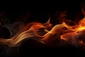 Fiery Flames on black background. Generate Ai
