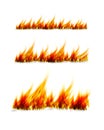 Fiery flames on a white background. Fire bonfire. Vector illustration Royalty Free Stock Photo